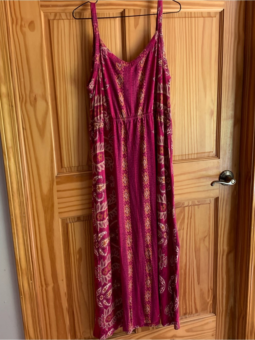 Sonoma Magenta Printed Spaghetti-Strap Maxi Dress